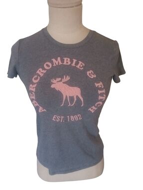 Abercrombie And Fitch Girls Grey/Pink T-Shirt Size 11/12